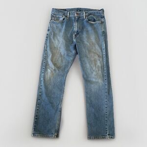 Levis‎ 505 Jeans Straight Fit Blue Denim Men’s 34x30 Light Wash Work *Distressed
